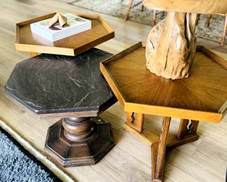 Hand made teak mushroom statues