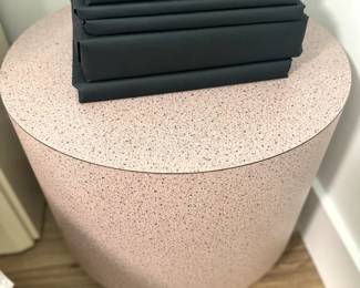 Speckled Blush and Black Speckled Round Side Tables (2)