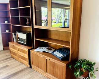 "Made in Denmark" cabinets (both are two pieces and in phenomenal condition with adjustable shelving)