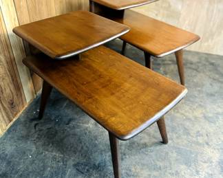 Midcentury modern step "Heywood Wakefield" end tables. 