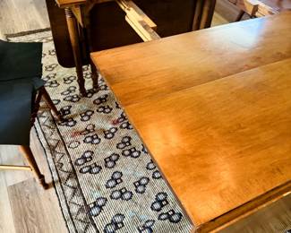 Tell city solid hard rock maple early American dining room set with 6 ladderback chairs and matching double drop leaf table with 3 middle table leaves! - 8036 - #48 with Andover Finish