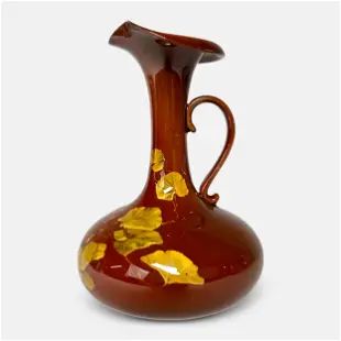 Harriet R. Strafer Standard Glaze Rookwood Pottery Antique Lilies Handled Ewer Vase