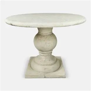 Poured Stone and Resin Baluster Pedestal Outdoor Garden Table