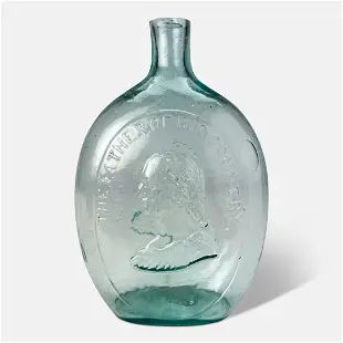 Antique 19thC Aquamarine Glass Dyottville Glass Works The Father of His Country, A Little More Grape