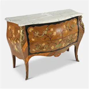 Contemporary Spanish Bombe Chest w/White Marble Top