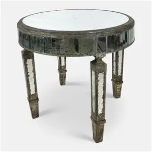 Large Maison Jansen Style Distressed Mirror Round Center Table
