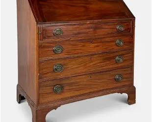 Antique 19thC English Hepplewhite Short-Slant Secretary Writing Desk