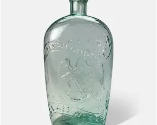 Antique 19thC Aquamarine Glass GII-66 Eagle & Anchor, New London Glass Works Historical American