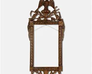 Antique 19thC American Folk Art Hand Carved Chestnut Wood Eagle Mirror Frame