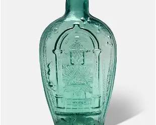 Antique 19thC Blue-Green Glass GIV-1 Masonic Eagle Historical American Flask