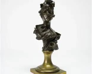 Antique 19thC French Patinated Bronze Bust on Plinth Stand