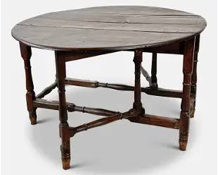 Antique 17th/18thC English Charles II Oak Drop Leaf Table