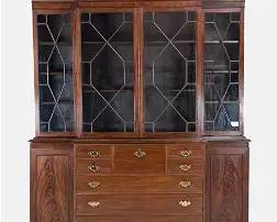 Fine Benchmade Chippendale Two-Piece Breakfront Secretary Bookcase China Cabinet