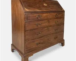 Antique English 19thC Hepplewhite Slant-Front Bureau Secretary Desk