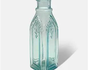 Antique 19thC American Aquamarine Glass Gothic Cathedral Pickle Bottle Jar