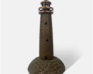 Antique Solid Bronze Tall Ocean Lighthouse Figural Table Lamp