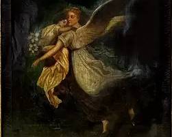 Large Antique 19thC "Allegory of the Night" American School Oil on Canvas Framed Painting