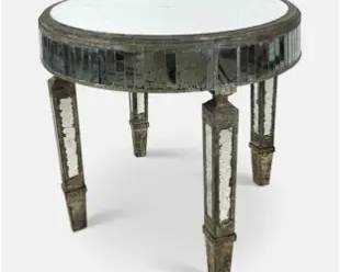 Large Maison Jansen Style Distressed Mirror Round Center Table