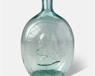 Antique 19thC Aquamarine Glass Dyottville Glass Works The Father of His Country, A Little More Grape