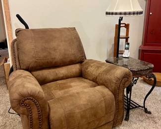 Recliner and side table with lamp