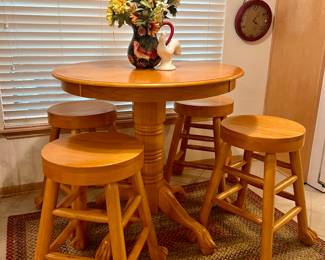 Wood tall table and stools