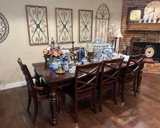 Farm style dining table with leaf and 8 chairs