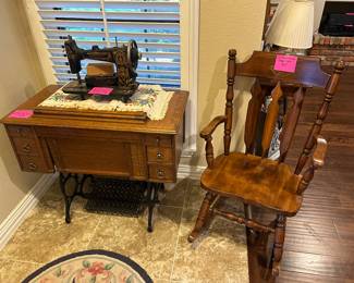 Antique Oak sewing machine cabinet 