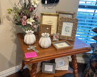 Antique Oak lamp table bar twist