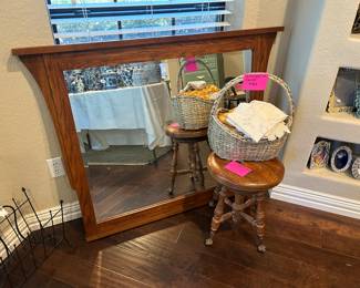 Antique oak piano stool