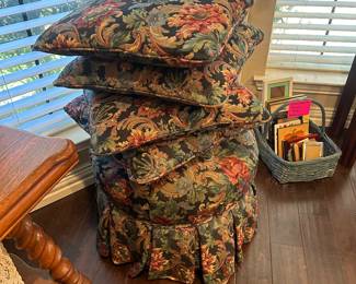 Floral ottoman with matching pillows