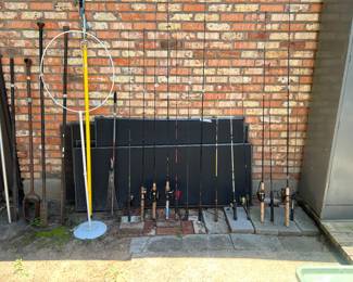 Lots of fishing poles, reels and lures