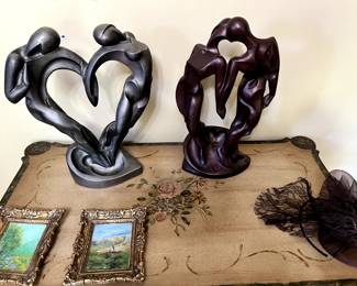Heart Statues and paintings.