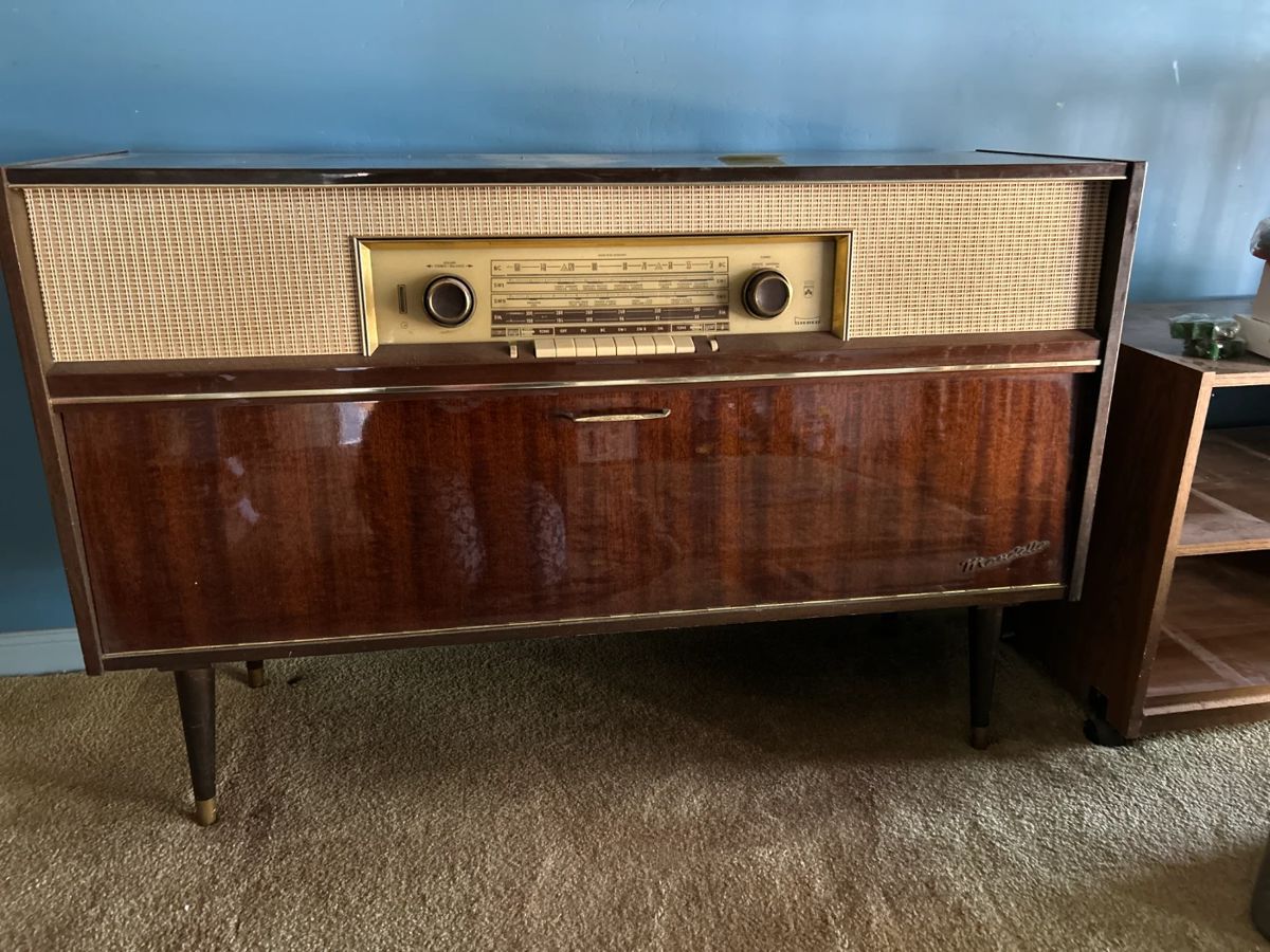 Vintage console with turntable
