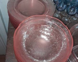 Pink Depression Glass Plates & Bowls