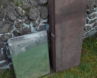 Vintage Bathroom Mirrored Vanity & Handmade Wooden Crate