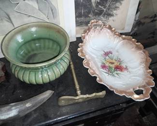 Gold Painted Floral Dish