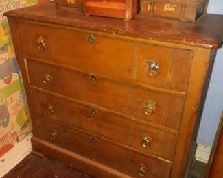 Antique Wooden Dresser W/ Mirror