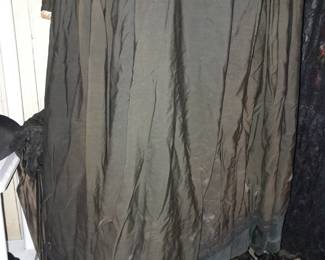 GENUINE ANTIQUE MOURNING DRESS FROM 1852 (PRE-CIVIL WAR) W/ SKIRT, SHIRT, UNDERSHIRT, LACE GLOVES, PARASOL, FUR SHOES!