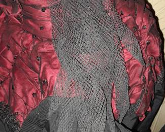 GENUINE ANTIQUE MOURNING DRESS FROM 1852 (PRE-CIVIL WAR) W/ SKIRT, SHIRT, UNDERSHIRT, LACE GLOVES, PARASOL, FUR SHOES!