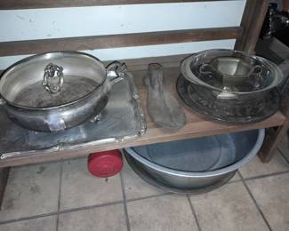 Assorted Kitchen Contents (Glassware, China, Pots & Pans, Dishware, Etc.)