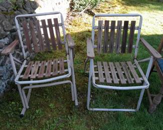 Vintage Folding Teak Mid-Century Chairs