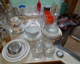 Assorted Kitchen Contents (Glassware, China, Pots & Pans, Dishware, Etc.)
