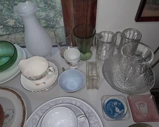 Assorted Kitchen Contents (Glassware, China, Pots & Pans, Dishware, Etc.)