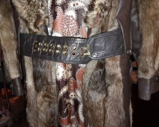 Vintage Leather Stripped Fur Coat