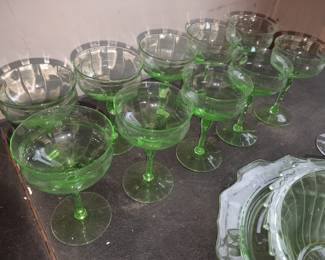 BEAUTIFUL Green Depression Stemware