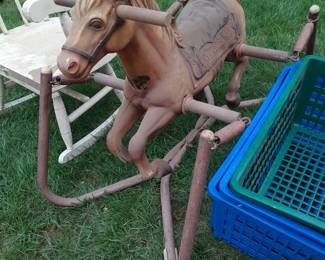 Vintage Blow Mold Bouncy Ride-On-Pony