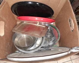 Assorted Kitchen Contents (Glassware, China, Pots & Pans, Dishware, Etc.)