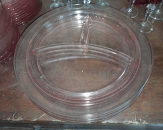Pink Depression Glass Divided Plate Dish