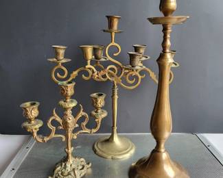 Heavy Brass Art Deco Candlesticks