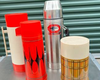 Four Vintage Thermoses Alladin  UnoVac